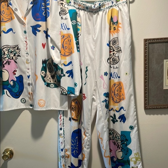 Abstract Artsy White with Playful Design Two Piece Outfit- Choose your Occasion - Picture 6 of 16